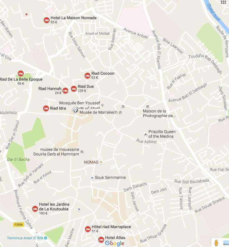Übersichtskarte Altstadt-Medina-Marrakesch und Hotel La Maison Nomade