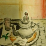 Teatime - eine Zeichnung eines Gastes im Riad La Maison Nomade